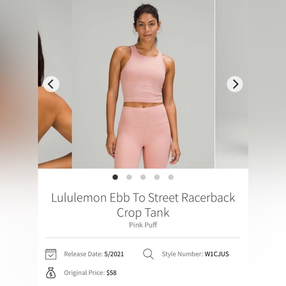 lululemon athletica Tops - 🍋Women’s Lululemon Ebb to Street Racerback Crop Tank size 6🍋 pink